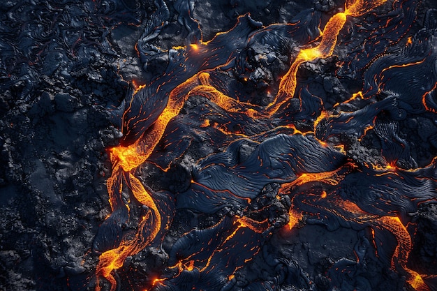 Free photo close-up view of molten lava erupting from an active volcano