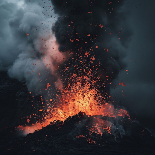 Free Photo close-up view of molten lava erupting from an active volcano