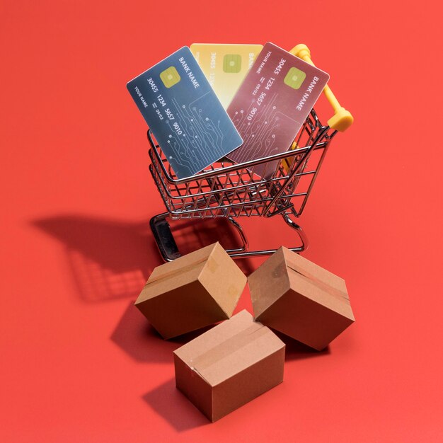 Close-up view of online shopping concept