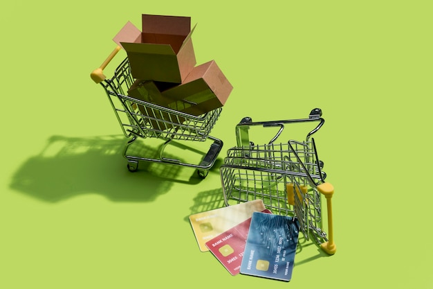 Close-up view of online shopping concept