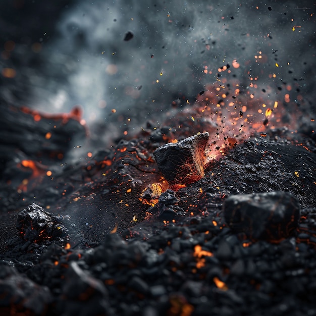 Free Photo close-up view of volcano erupting with hot lava