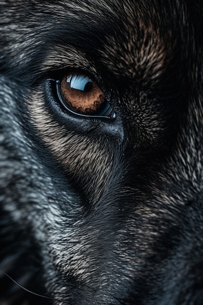 Close up on wolf eye