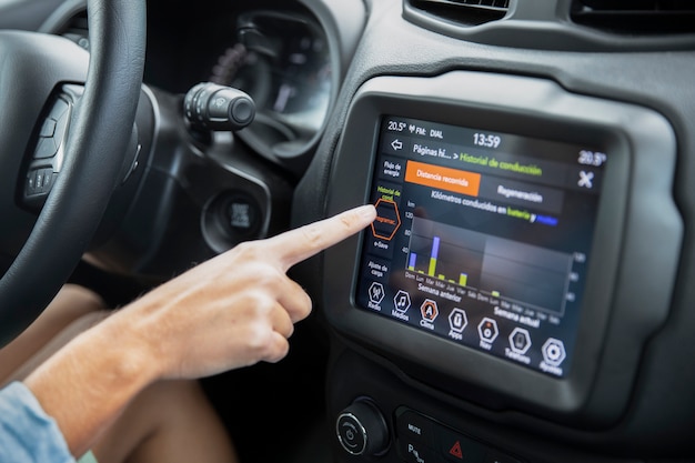 Free photo close up on woman in electric car