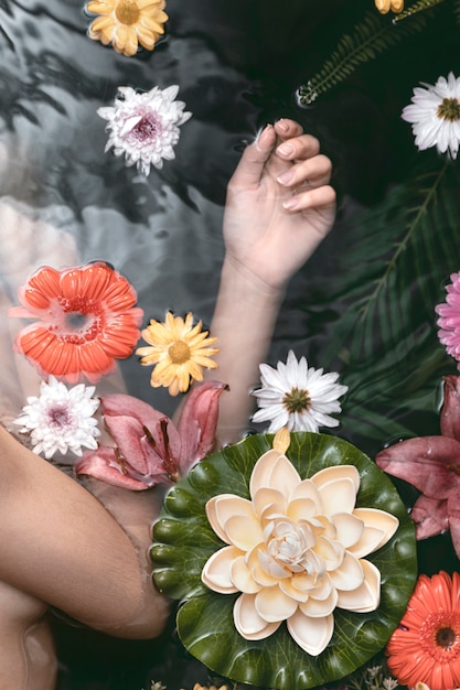 Close-up woman enjoying wellness care