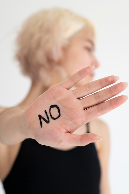 Close up on woman expressing revolution message