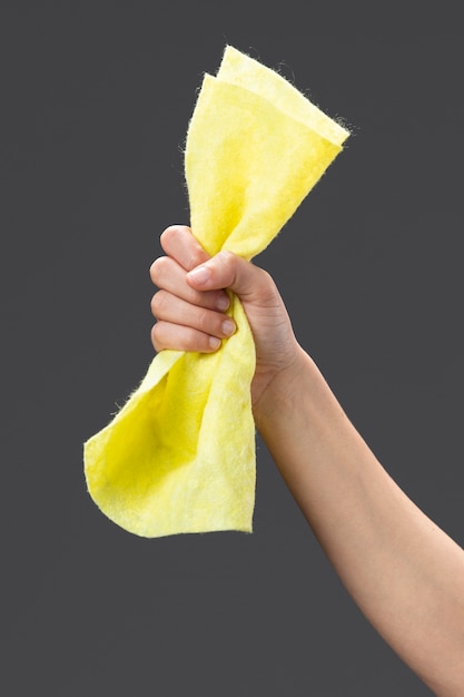 Close up woman hand with towel