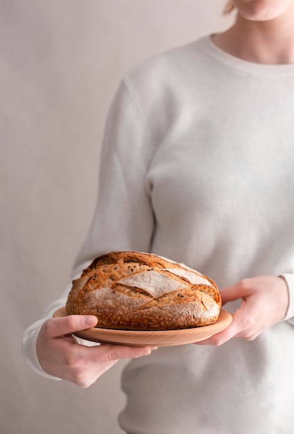 Close-up woman holding plate