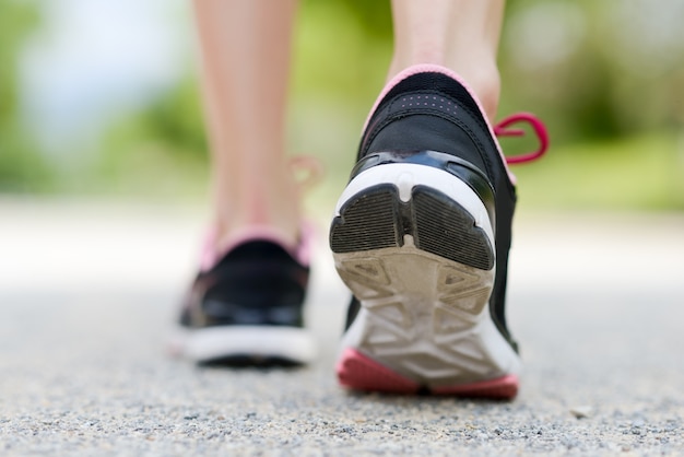 Close-up of a woman's sneakers