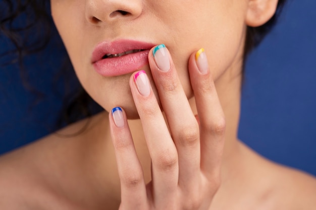 Free photo close up woman with beautiful nails