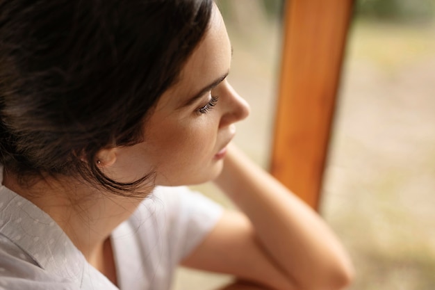 Close up woman with blurry background