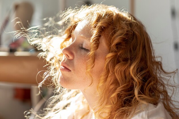 Close-up woman with closed eyes