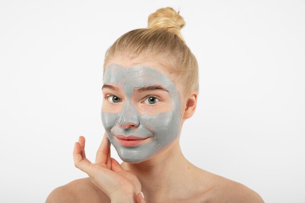 Close up woman with face mask