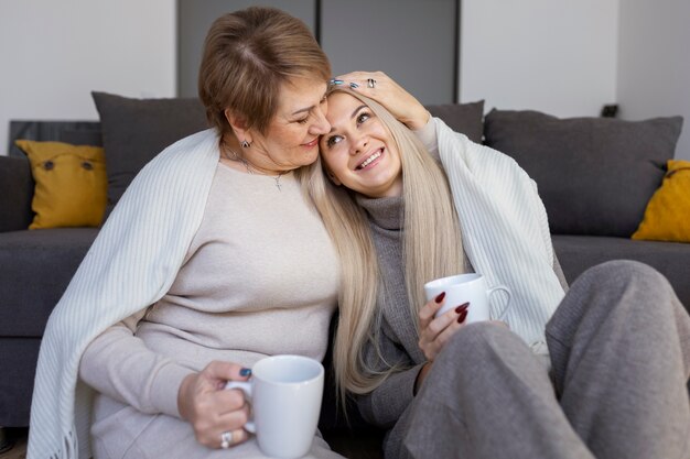 Close up on woman with her mother