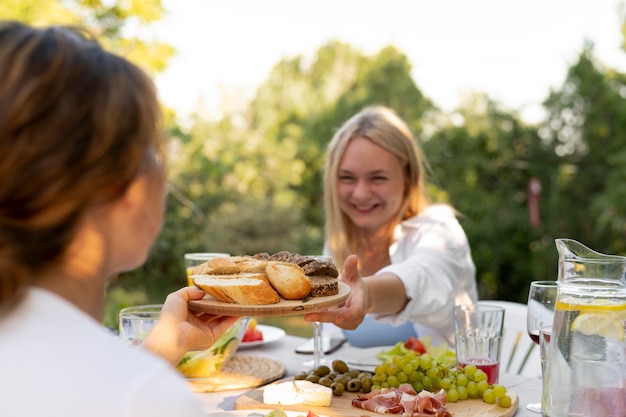 Close up women holding wooden board