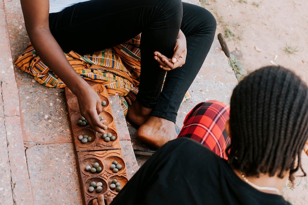 Close-up women playing game