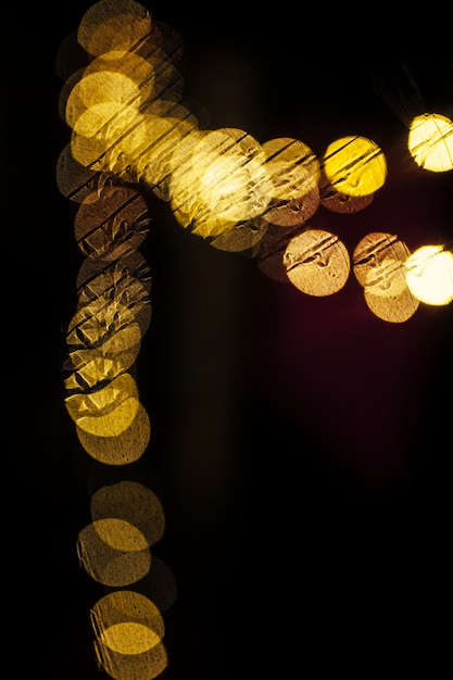 Free photo close-up yellow garland lights