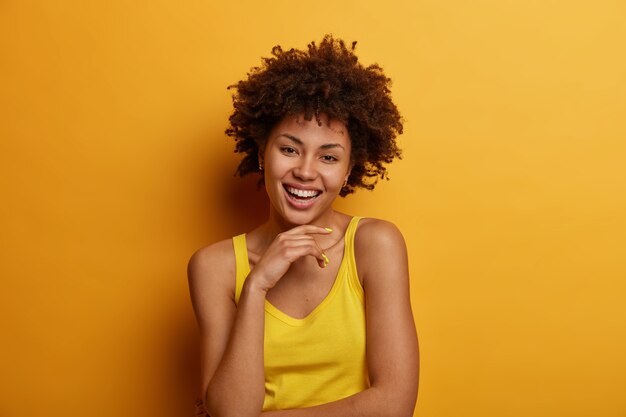 Close up on young attractive and charismatic woman isolated