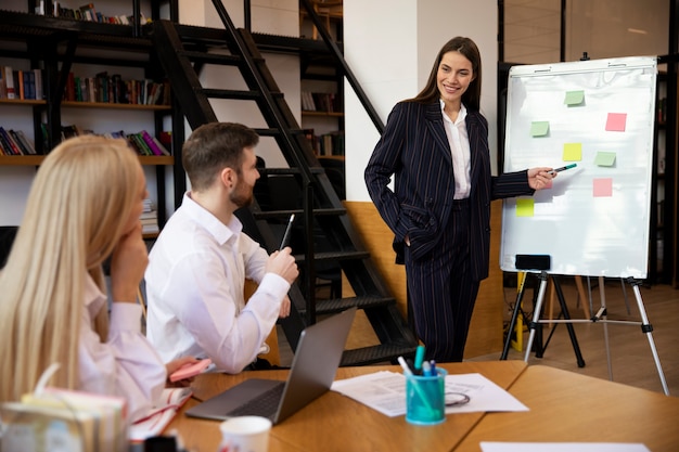 Free Photo close up on young business person doing internship