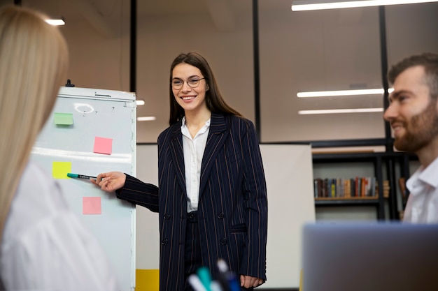 Close up on young business person doing internship