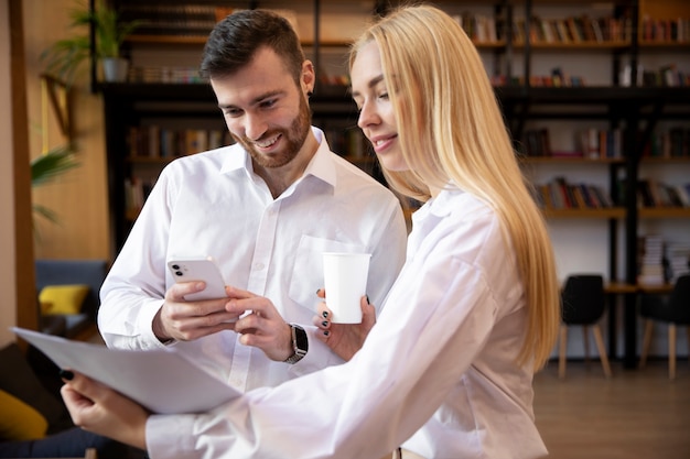 Close up on young business person doing internship