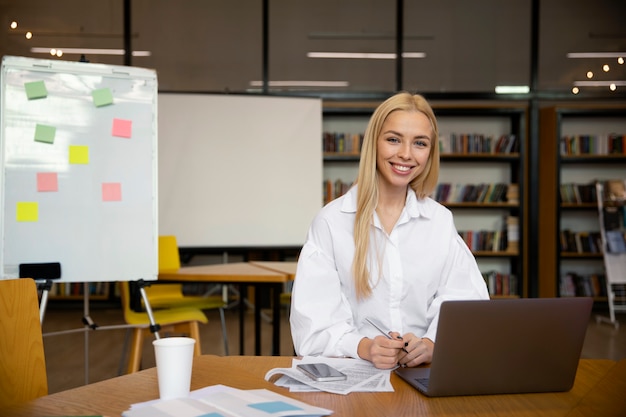 Close up on young business person doing internship