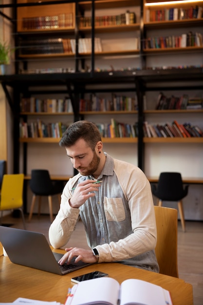 Close up on young business person doing internship