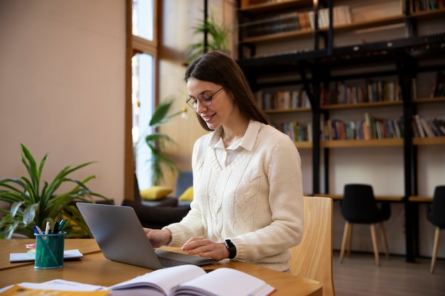 Close up on young business person doing internship