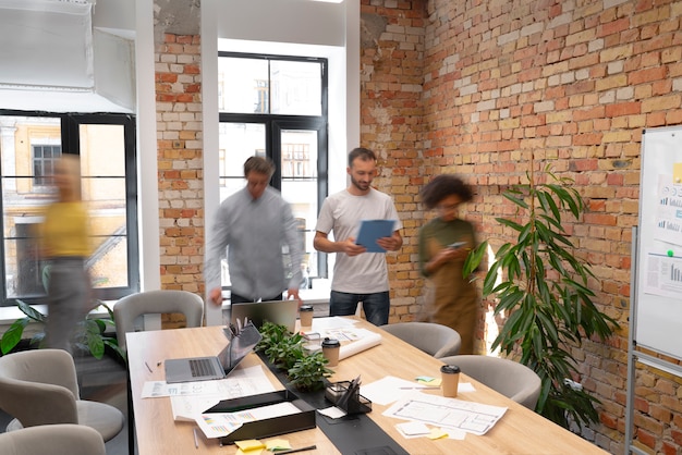 Close up on young business team working