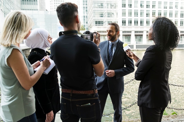 Free Photo close up on young businessman at an interview