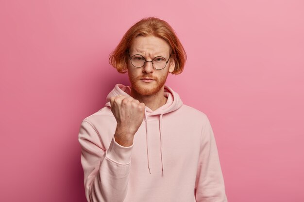 Close up on young ginger handsome man