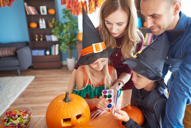 Close up on young and happy family spending time together