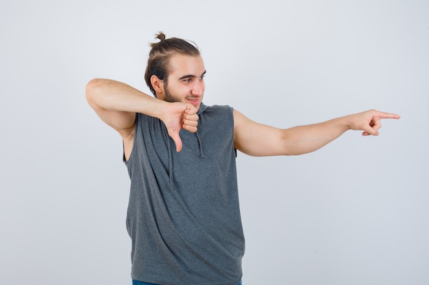 Free Photo close up on young man gesturing isolated