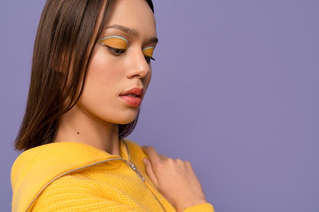 Close up young woman wearing make up