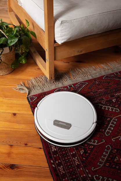 Close upon  robot vacuum cleaner indoors