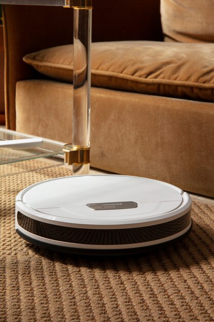 Close upon  robot vacuum cleaner indoors