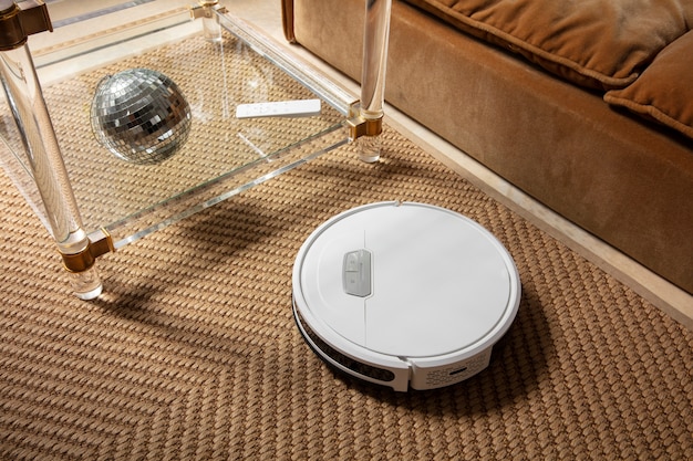 Close upon  robot vacuum cleaner indoors