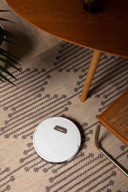 Close upon  robot vacuum cleaner indoors