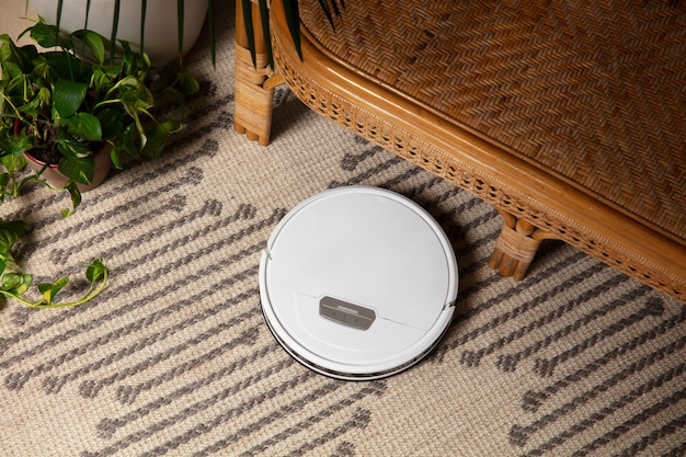 Close upon  robot vacuum cleaner indoors