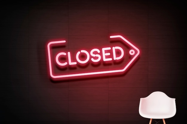 Free photo closed neon sign