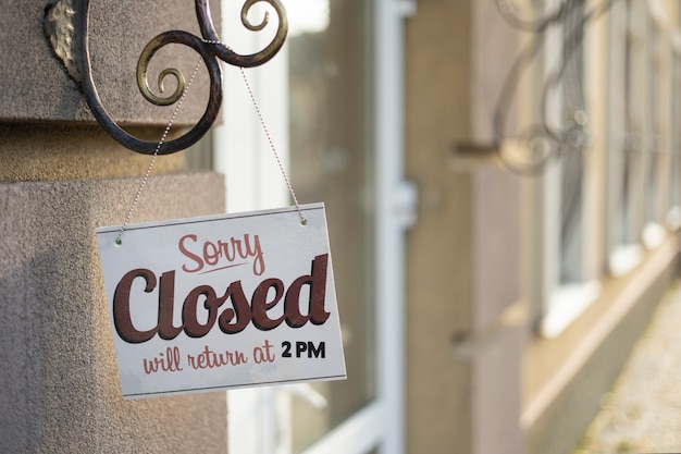 Closed sign hanging still life