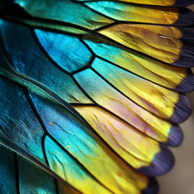 Free Photo closeup of a blue and yellow butterfly