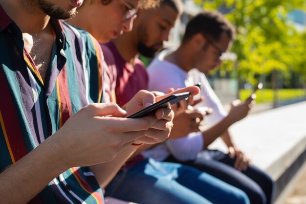 Closeup of cellphone in male hands