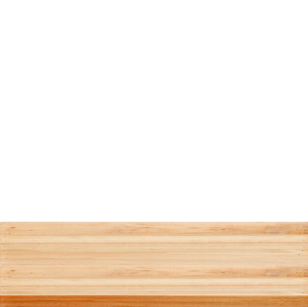 Closeup Clear wooden studio background on white background - well use for present products.