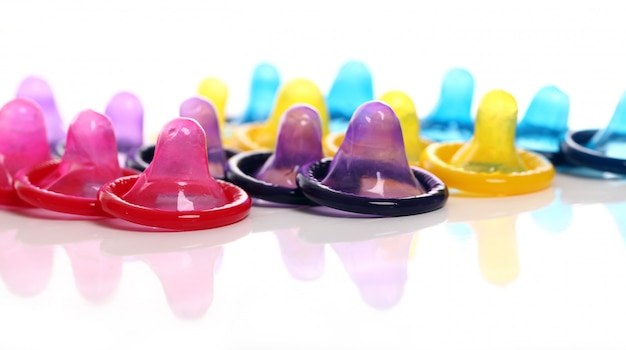 Free photo closeup of colorful condoms