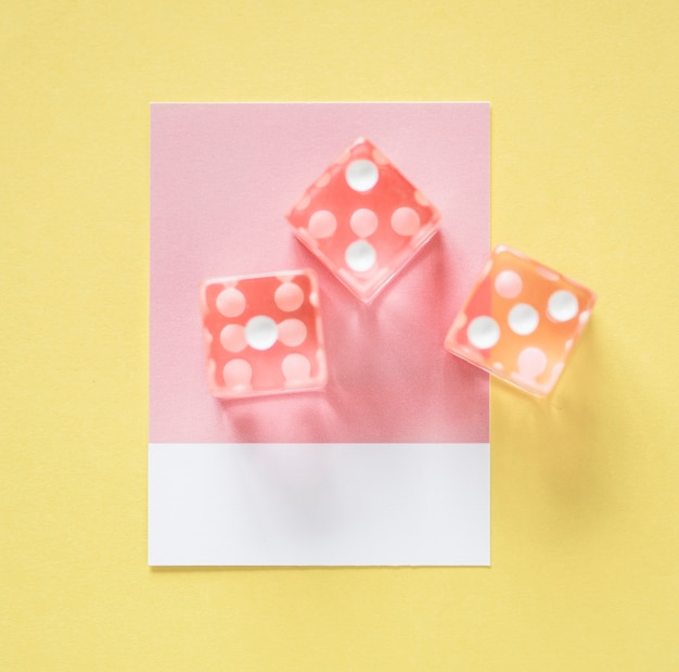 Free photo closeup of dice on a small paper