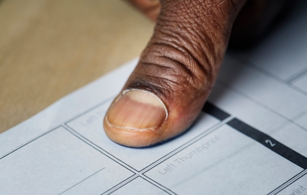 Closeup of fingerprint on paper