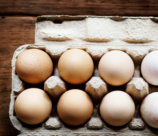 Free photo closeup of fresh organic various eggs