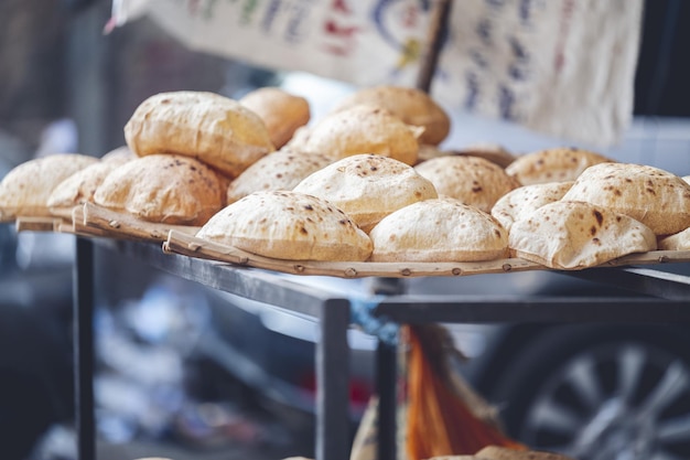 Closeup of fresh Pita bread for sale