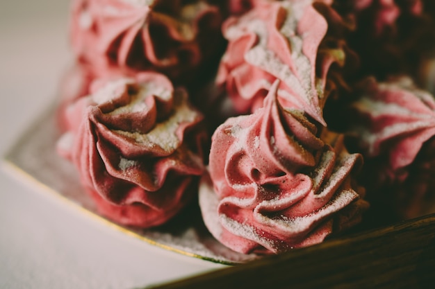 Closeup of homemade marshmallow with black currant