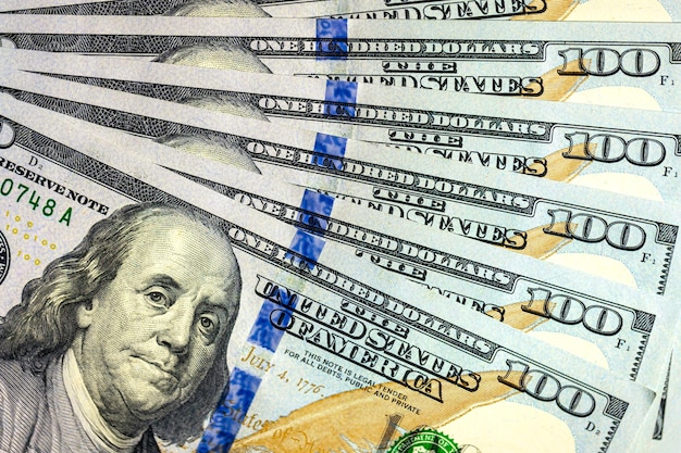 Free Photo closeup image of benjamin franklin on bill finance concept